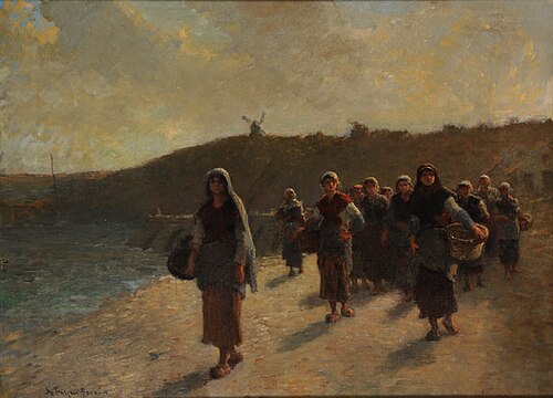 Rentrée des glaneuses d'huîtres, 1850, Auguste Feyen-Perrin