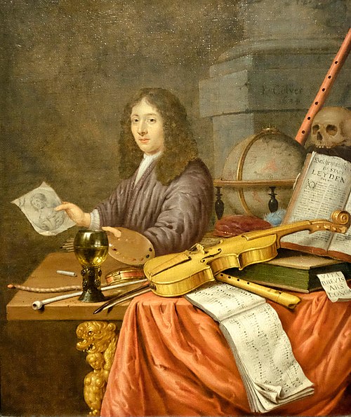Self-portrait with a Vanitas Still-life, 1684, Edwaert Collier