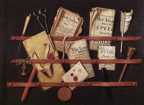 Trompe l'œil aux instruments d'écriture, 1702, Edwaert Collier