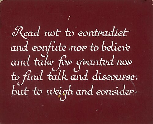 Untitled (Lettering exercise, Read not to contradict...), , Vivian Smith