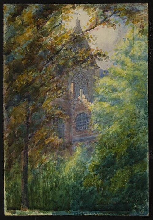 Untitled (Church through trees), , Vivian Smith