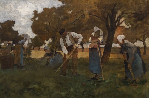 Hoeing White Beats in Picardy, study, 1878, Hugo Salmson