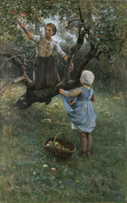 Girls picking Fruit, 1875, Hugo Salmson