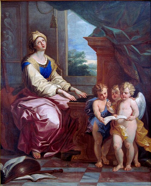 Sainte Cécile accompagnée de trois anges musiciens, 1800, Arnould de Vuez