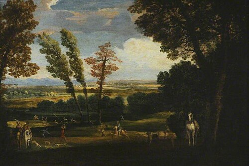Landscape with a Stag Hunt, 1630, Annibale Carracci