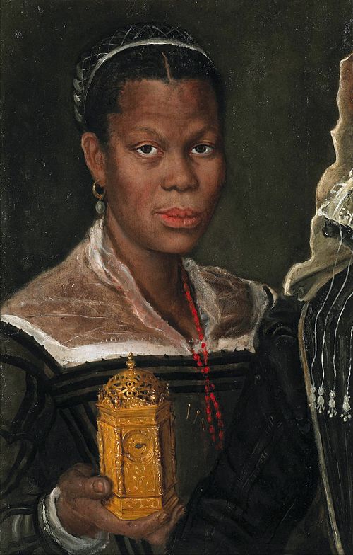 Portrait of an African Woman holding a clock, 1580, Annibale Carracci