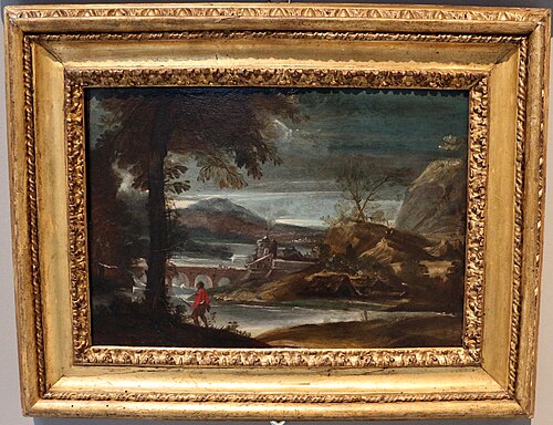 River landscape with hunter, 1600, Annibale Carracci