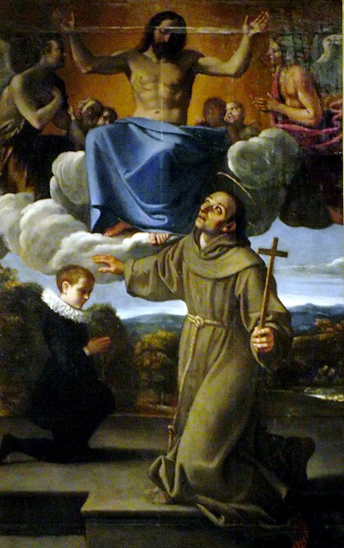 Saint Diego of Alcalá presents the son of Juan de Herrera to Christ, 1606, Annibale Carracci