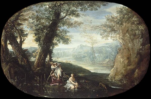 Landschaft mit badenden Frauen, 1590, Annibale Carracci