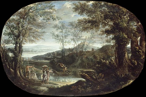 Landschaft mit Flussszene, 1590, Annibale Carracci