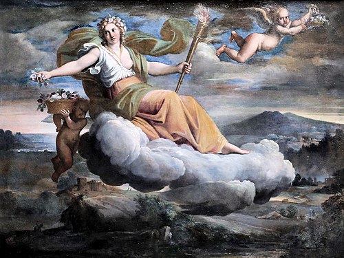 L'Aurore parsemant des fleurs et tenant une torche, 1602, Annibale Carracci
