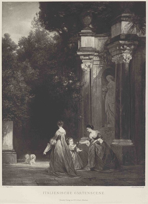 Italienische Gartenszene, 1868, Ludwig von Hagn