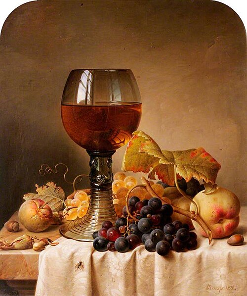 Still Life: Fruit and a Goblet, 1854, Johann Wilhelm Preyer