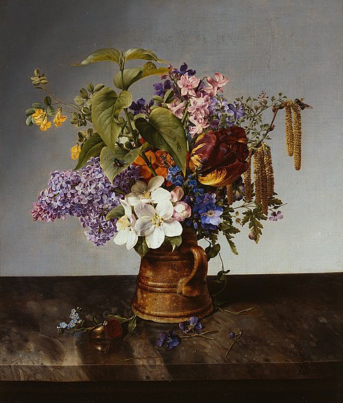 Garden bouquet in the jug, 1831, Johann Wilhelm Preyer