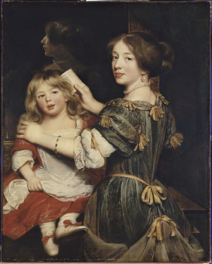 La fille ainée de l'artiste coiffant son frère, 1673, Claude Lefèbvre