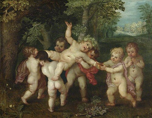 Putti enacting a Bacchanalian Scene, 1605, Otto van Veen