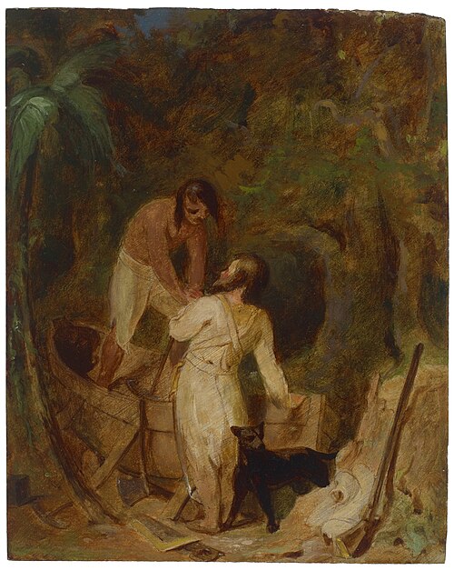 Boat Building by Robinson Crusoe and Friday, , Thomas Sully