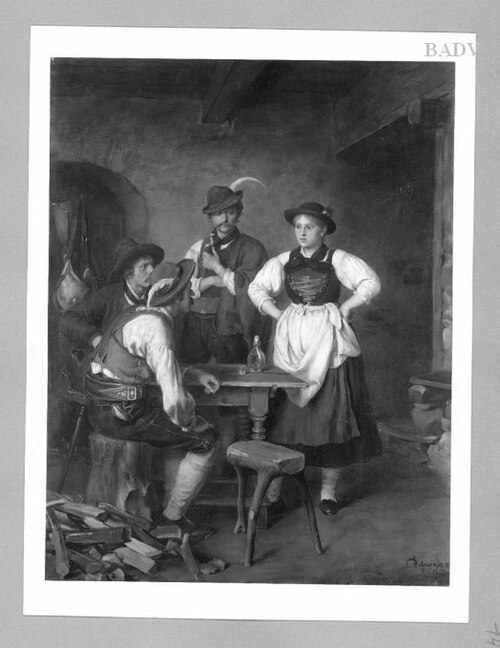 interior scene with peasants, 1896, Franz Defregger