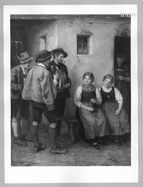 Peasants in front of the house, 1860, Franz Defregger