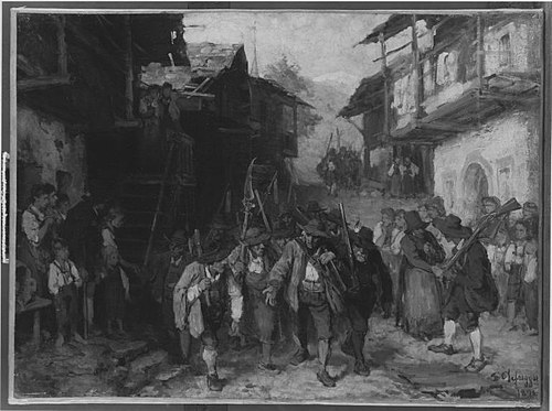 Das letzte Aufgebot (Ölskizze), 1872, Franz Defregger