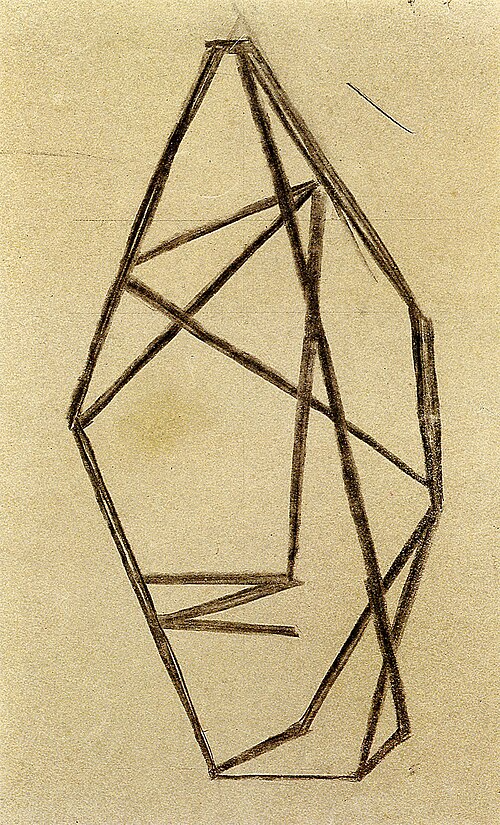 Draft für Self-Portrait "Crystal", 1914, Mikhaïl Matiouchine