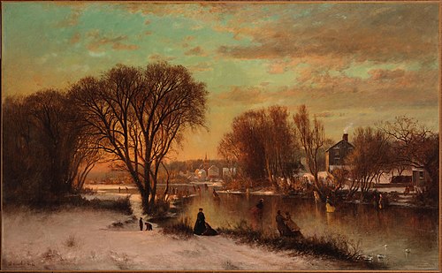 Skating at Medford, 1865, Joseph Morviller