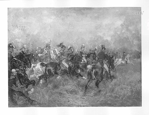 Napoleon and his officers in the battle, 1892, Wilhelm von Diez