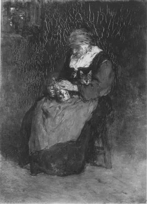 Alte Frau mit Katze und Bierkrug, 1876, Wilhelm von Diez