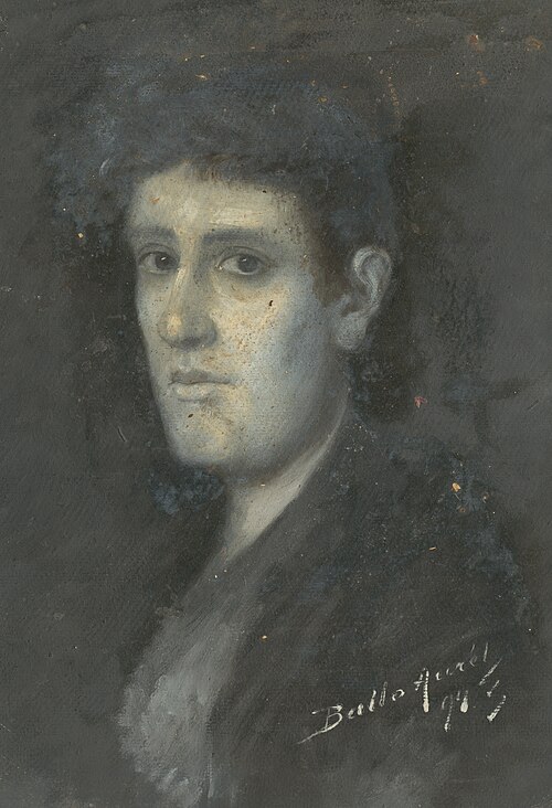 Štúdia hlavy ženy v tmavom, 1894, Aurel Ballo