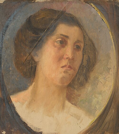 Štúdia ženskej hlavy, 1890, Aurel Ballo