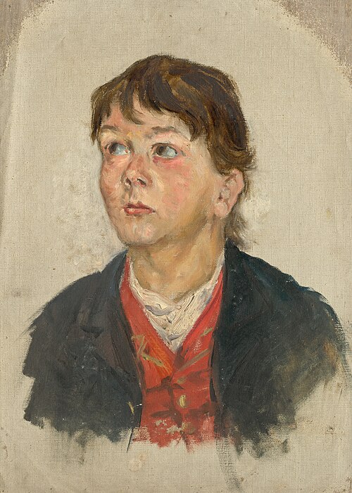 Štúdia ženskej hlavy v trištvrťovom profile, 1890, Aurel Ballo