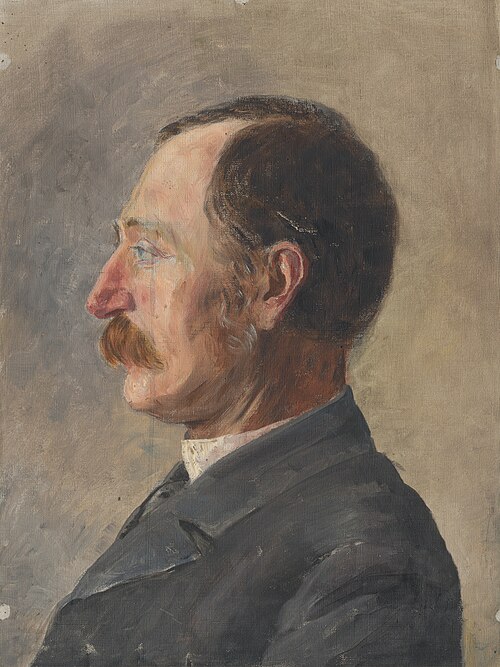 Štúdia hlavy muža v profile, 1890, Aurel Ballo