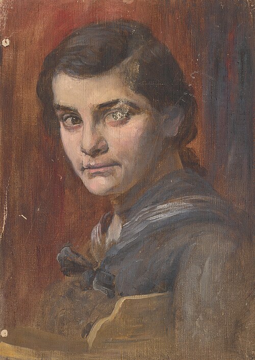 Štúdia hlavy mladej ženy, 1895, Aurel Ballo