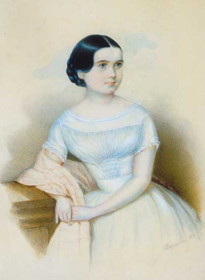 Little Girl with pink Stola, 1851, Miklós Barabás