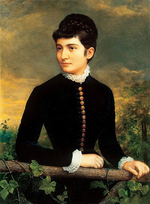 Lady in a Blue Velvet Dress with Golden Buttons, 1886, Miklós Barabás