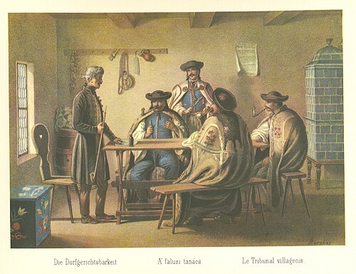 Council of the village people, Hungary, 1855, , Miklós Barabás