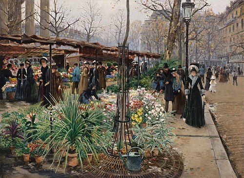 A Flower Market, Paris, 1902, Viktor Barvitius