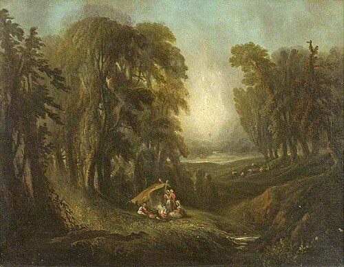 Encampment with Figures in a Landscape, , Joseph Vincent Barber