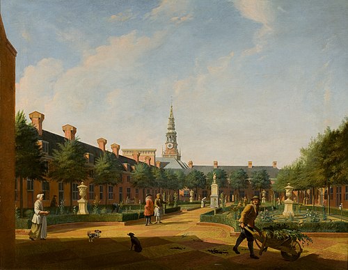 Gezicht op de tuin van het Proveniershuis te Haarlem, 1735, Vincent Laurensz. van der Vinne (II)