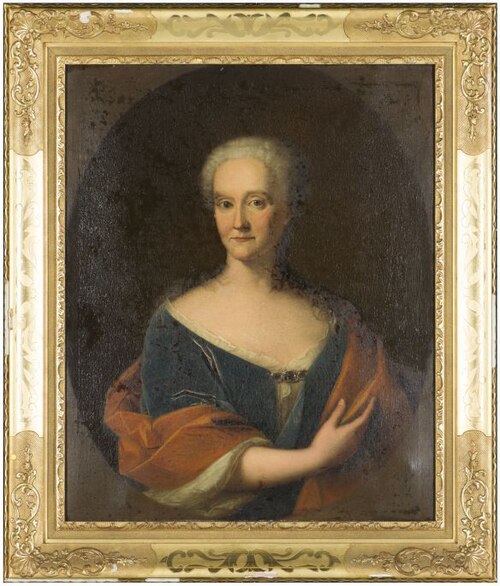 Portret van onbekende vrouw uit het geslacht Burmania of Vegelin van Claerbergen, 1754, Bernardus Accama