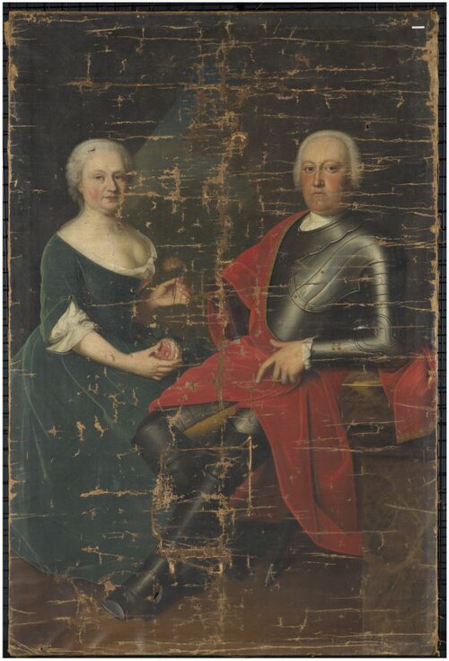 Dubbelportret van een heer en dame, 1742, Bernardus Accama