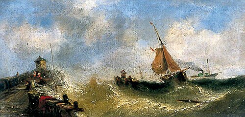 Fishing Boats off the French Coast Beating to Windward, , William Adolphus Knell