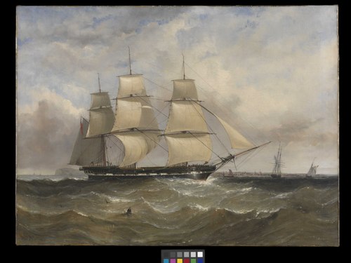 The ship ‘Mountstuart Elphinstone’ offshore, 1840, William Adolphus Knell