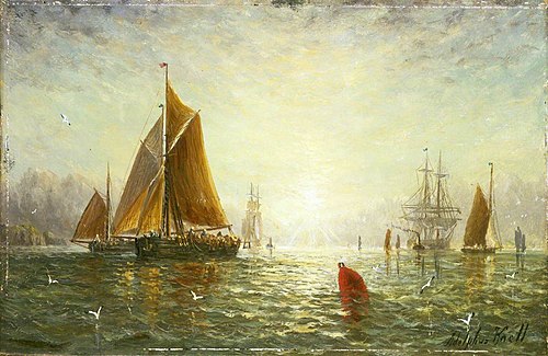 A Brixham trawler, , William Adolphus Knell