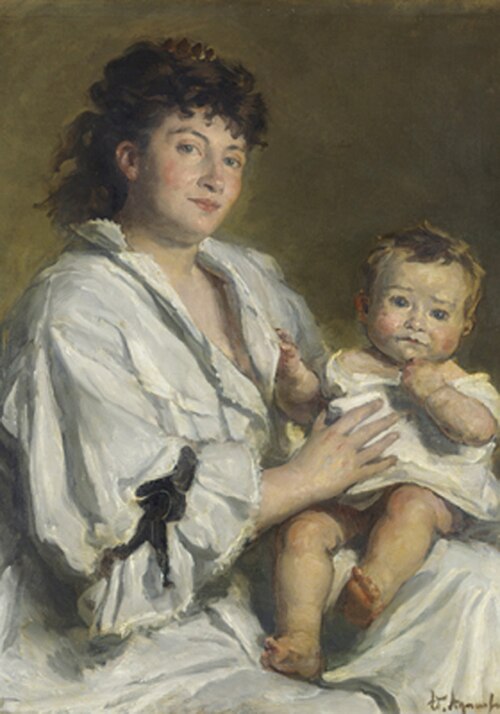 Madame Louis Claes et sa fille, 1875, Édouard Agneessens
