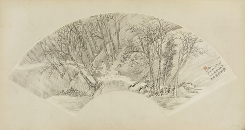 吴穀祥长林行旅扇面, , Wu Guxiang