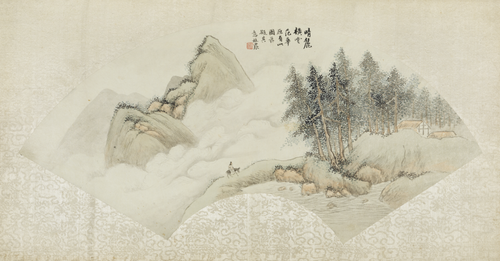 吴穀祥晴麓横云扇面, , Wu Guxiang