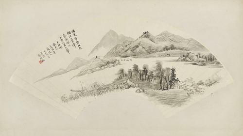 吴穀祥烟江叠嶂扇面, , Wu Guxiang