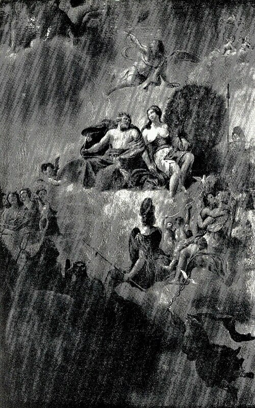 De Goden (Zeus en Hera) op de Olympus, allegorische voorstelling afkomstig uit de voormalige raadzaa, 1736, Jean Baptiste Pierre Coclers