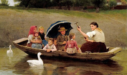 Boating on the River Zagyva, 1886, Sándor Bihari